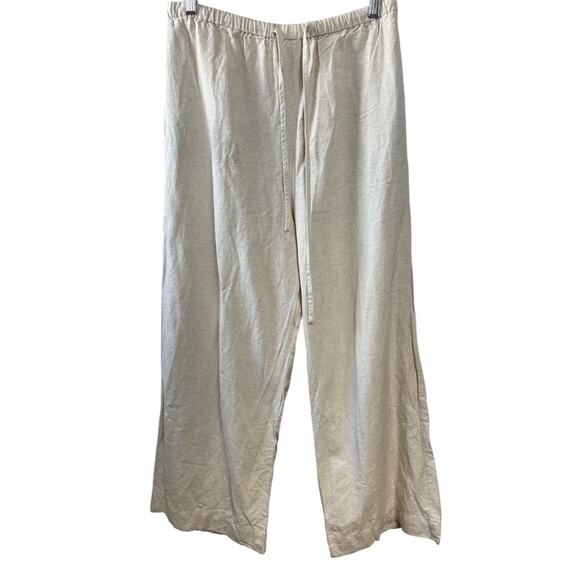 Rhythm Classic Drawstring Wide Leg Pants in Oat Linen-Blend Size 10 Gently Used - Picture 4 of 8
